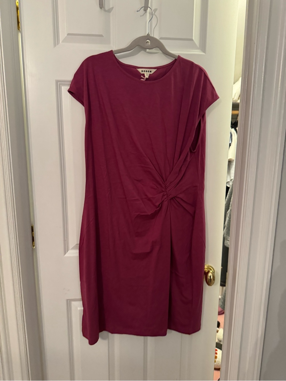 Boden Knot-Detail Midi Dress in Berry